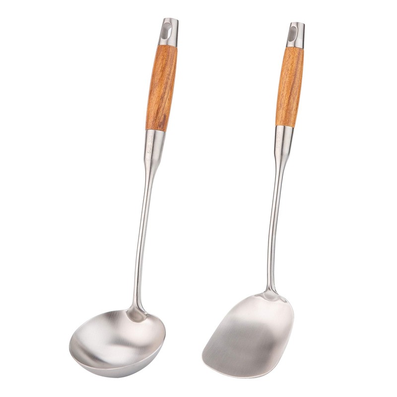 Wok Spatula and Ladle,304 Stainless Steel Utensils.Suitable for home use, hot...