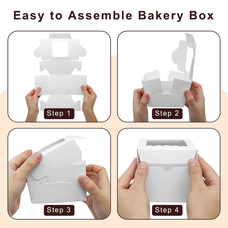100 Pack Cookie Boxes 4x4x2 Inch Bakery Boxes with window Treat Box Chocolate... gallery