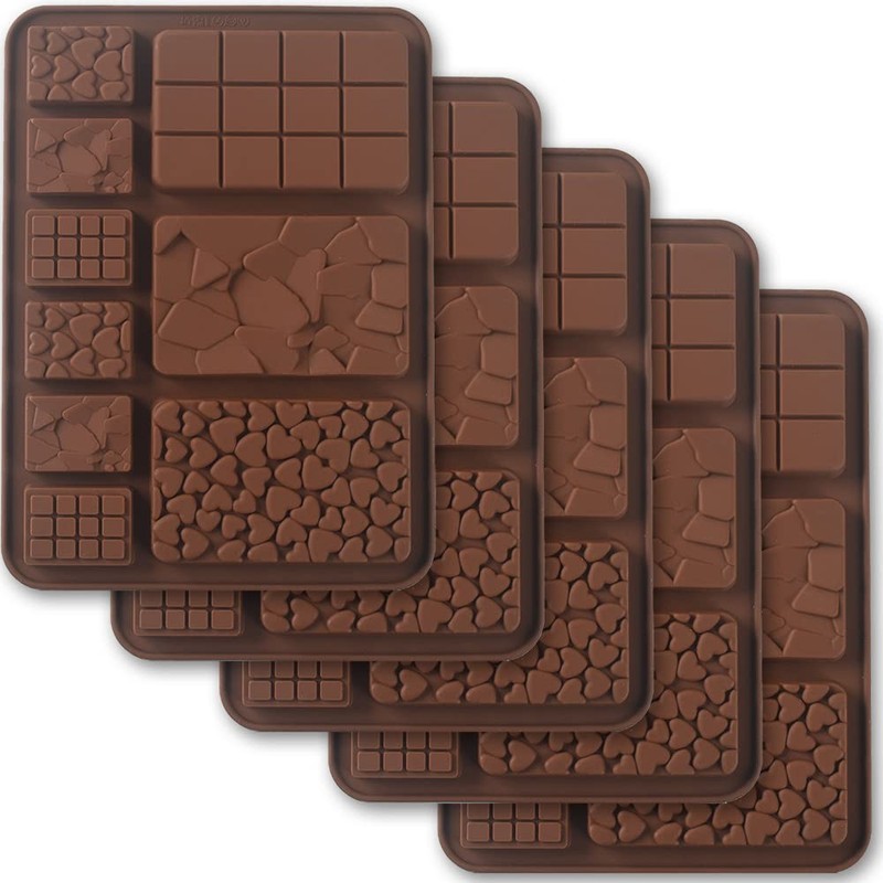 5 PCS Break Apart Silicone Chocolate Bar Molds Homemade Protein Energy Tray