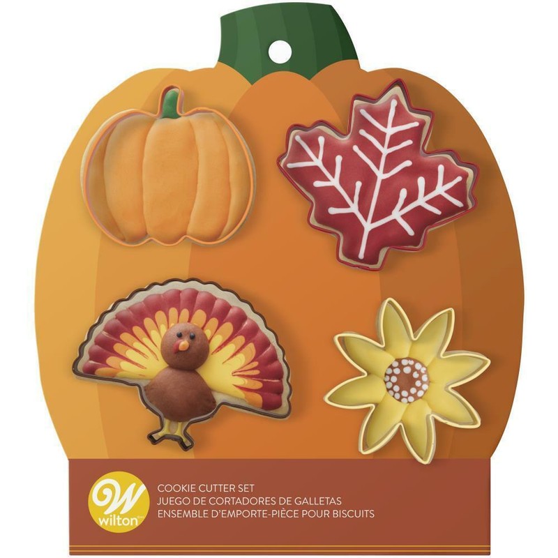 Wilton Painted Metal Cookie Cutters Fall Autumn Pumpkin Turkey Leaf Flower