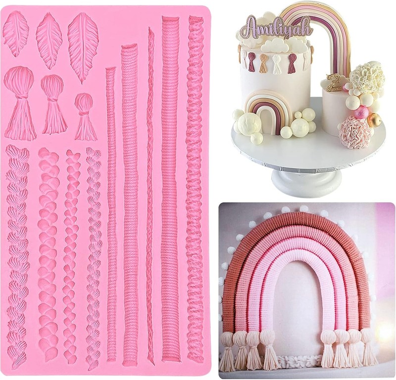 Hemp Rope Fondant Molds, Macrame Tassel Cake Decorating Silicone P-73