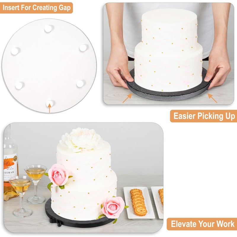 9 Pack Cake Drums 8 10 12 Inch White Silver Gold 1/2 Inch Thick Round Board gallery