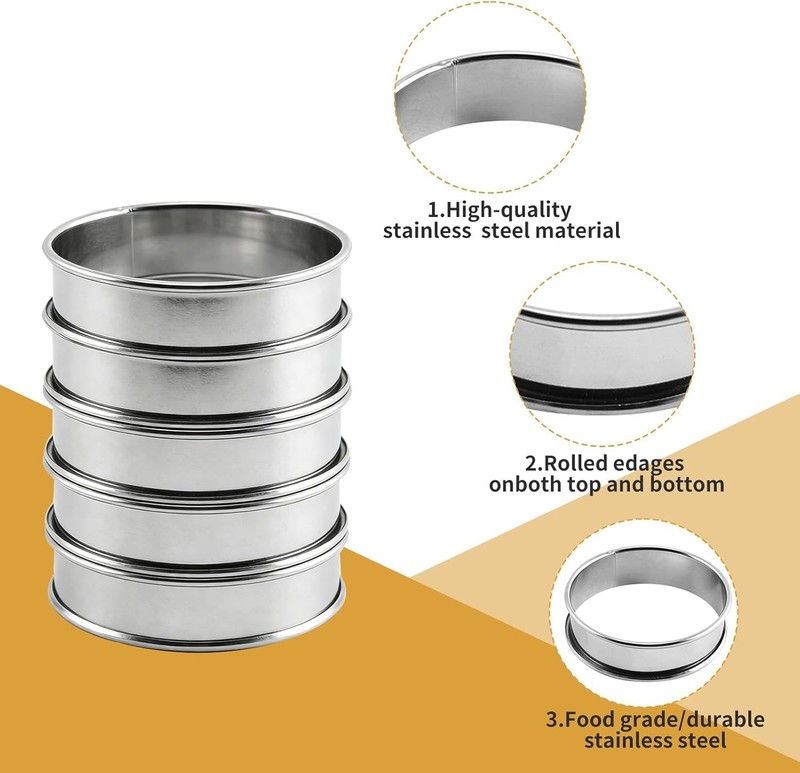 Crumpet Rings, 16Pack Cookie Ring, Outer diameter 3.2Inch+2.1Inch Food-Grade ... gallery