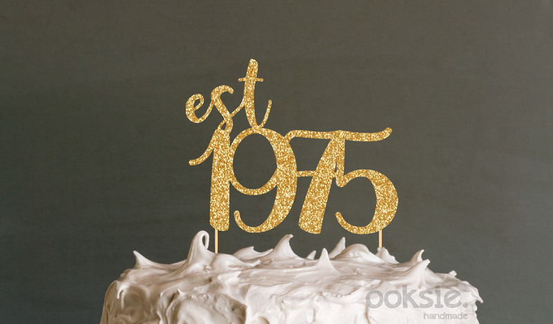 50th Birthday Cake Topper – est 1975 Fiftieth Birthday Cake Topper / Centrepiece