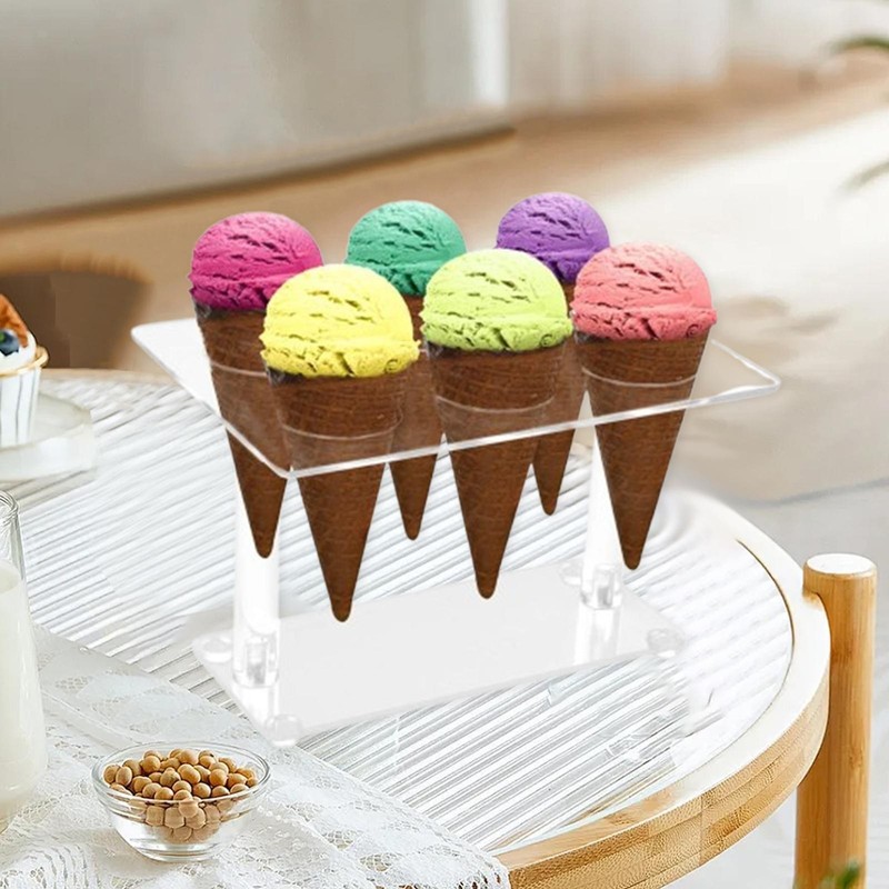 Ice Cream Cone Holder Clear Cupcake Stand for Anniversaries Christmas Events gallery