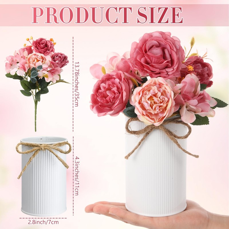 Domensi 6 Sets Wedding Centerpiece for Table Decoration Dusty Pink Artificial Fa gallery
