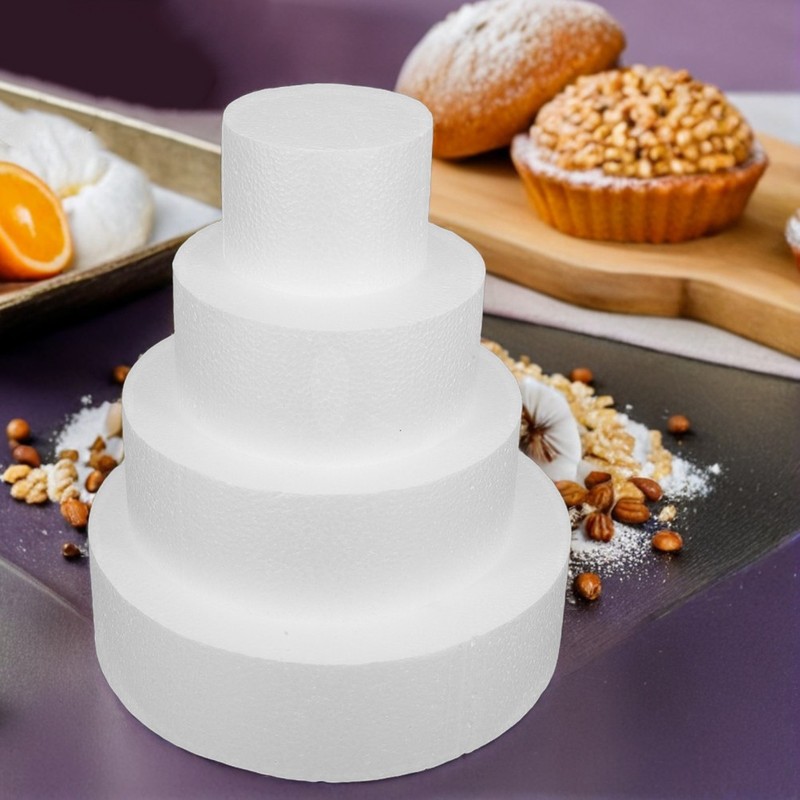 4 Pcs Foam Round Cake Decoration Artificial for Practice Decorated Faux Display gallery