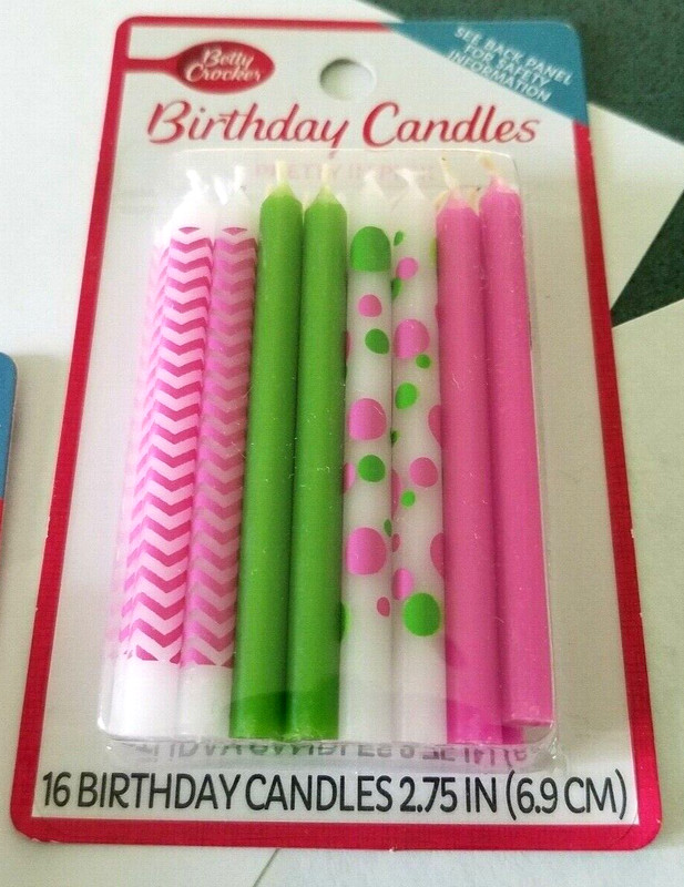 Betty Crocker 16 Count Pretty In Pink Birthday Candles 2.75" High New Sealed