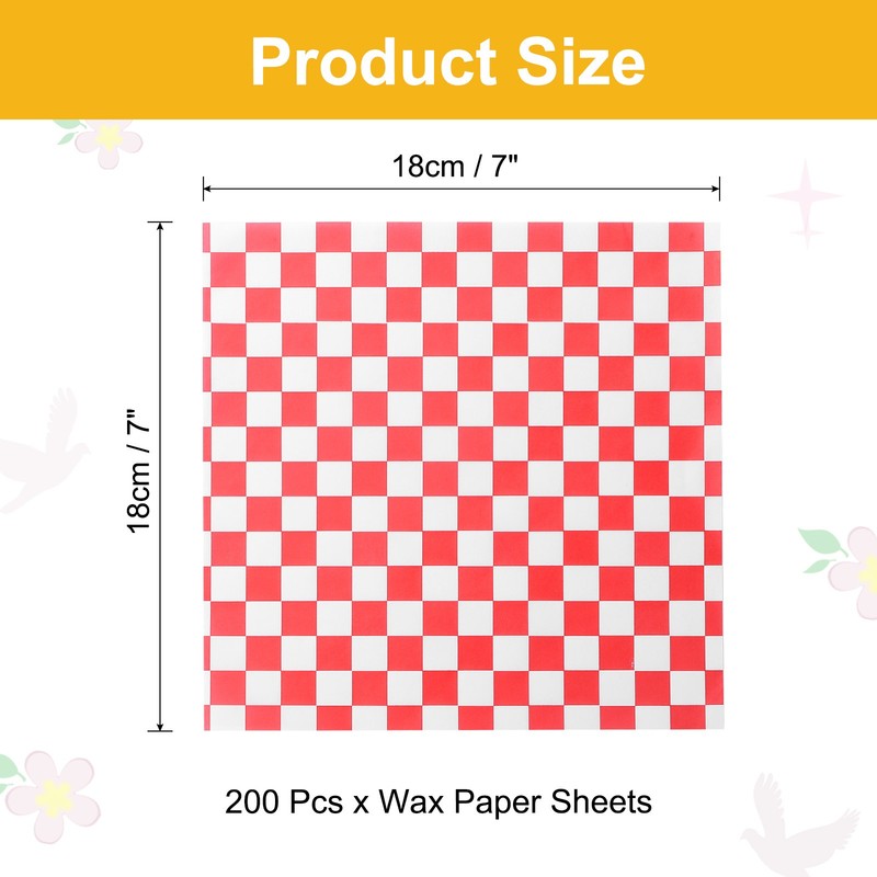 200 Sheets Food Wax Paper 18x18cm Red for Food Wrapping gallery