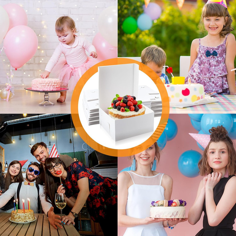 50 Pack 12 X 12 X 6 Inch White Cake Boxes Cardboard Bakery Boxes for Pie Pastry gallery