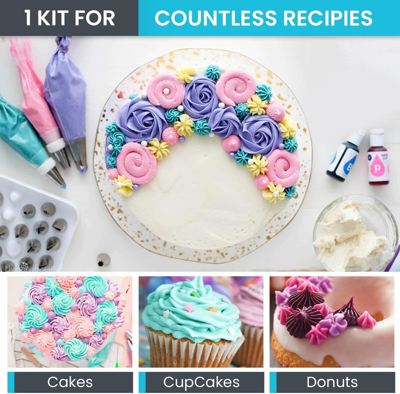 74 Pcs Icing Piping Bags and Tips Set, Cake Decorating Kit with 48-Numbered Pipi gallery