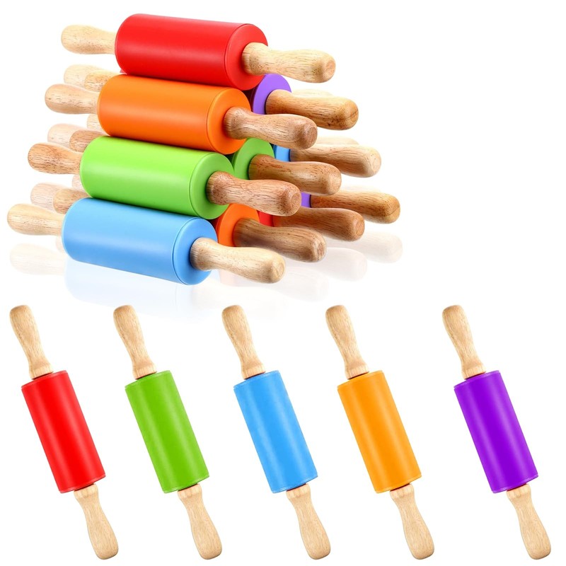 10Pcs 9 Inch Silicone Small Rolling Pin for Wooden Rolling Pins for Baking Mi…