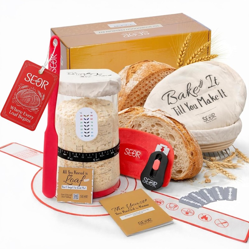 SEOR Premium Sourdough Starter Kit 42oz Glass Jar – Complete Sourdough Bre