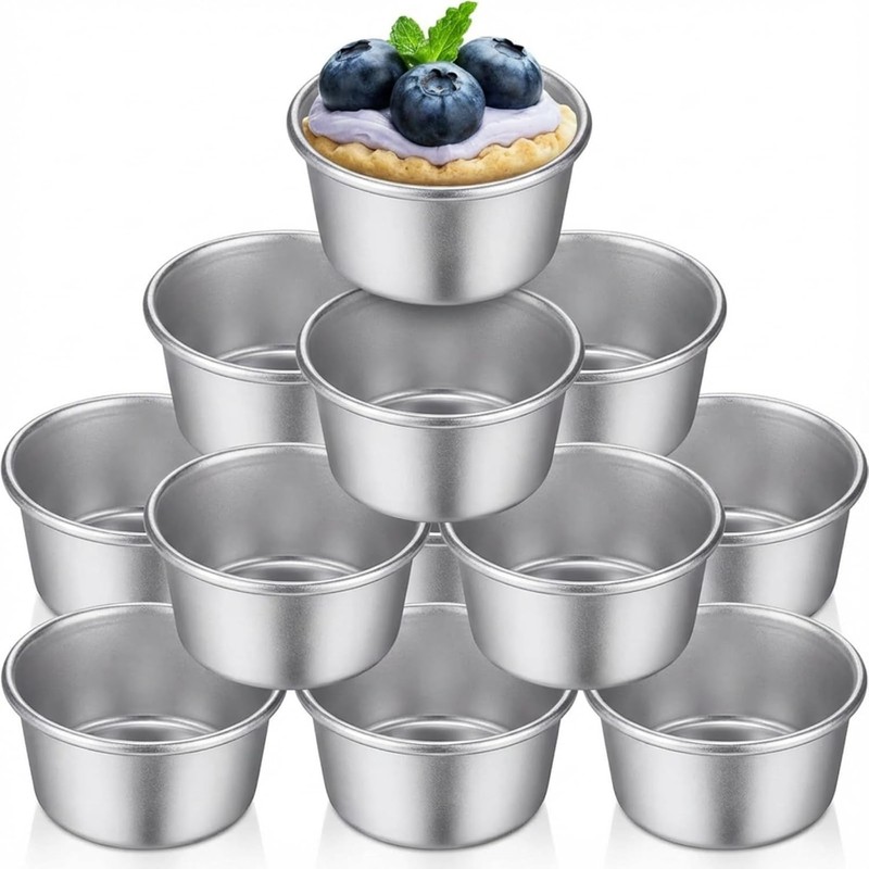 10 Pieces Individual Flan Molds Egg Tart Molds Pudding Cups Mini Chocolate