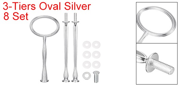 8 Set 3-Tier Cupcake Stand Hardware Fittings for Cake Stand Oval Silver gallery