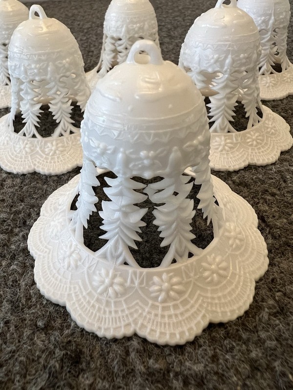 Vintage Wilton Filigree Wedding Cake White Bell Topper Decorations 6 pcs gallery
