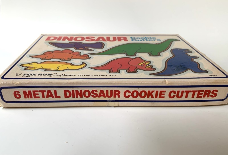 Vintage 1985 Dinosaur Metal Cookie Cutters Set of 6 Made in USA Fox Run gallery