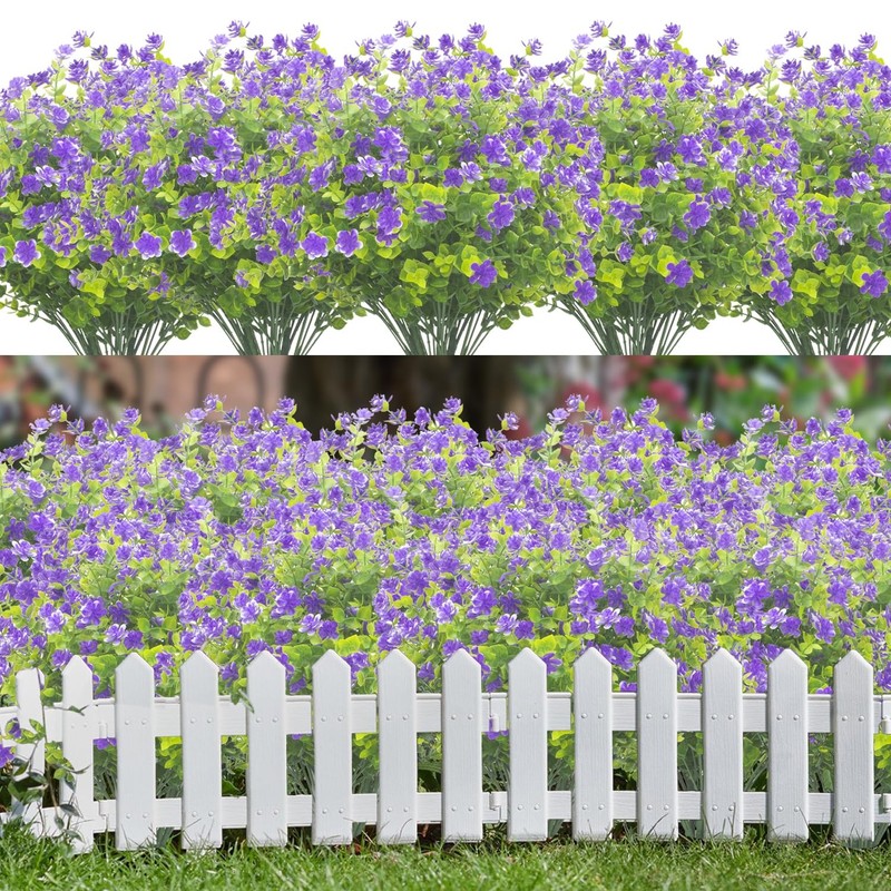 Grunyia 20 Bundles UV Resistant Artificial Flowers, Fake Outdoor/Indoor Decor