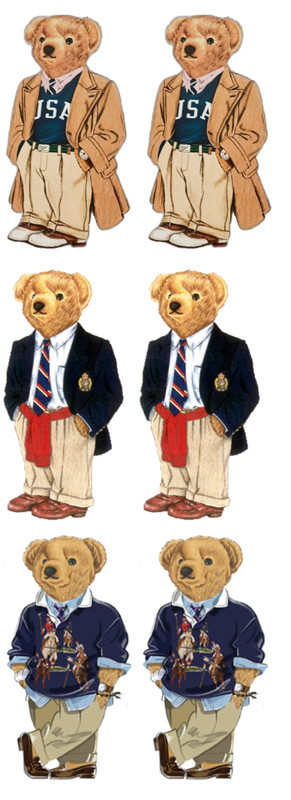 Set of 6 mixed Polo Bear edible wafer paper cake images- choose your size