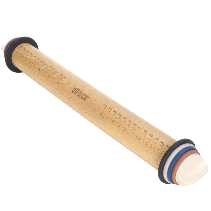 Rolling Pin with Adjustable Thickness Rings, Wooden Rolling Pin for Baking, 1…