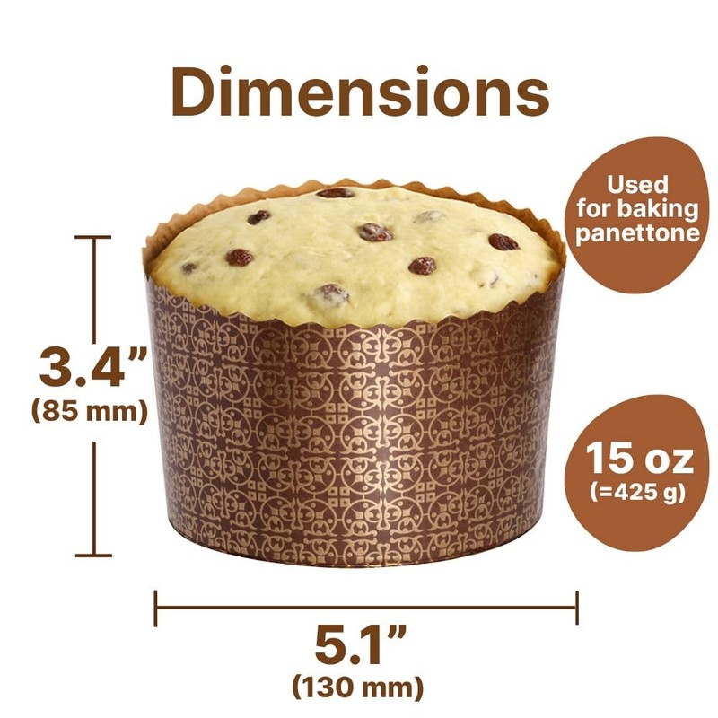 12 PCS 15 oz Round Panettone Easter Bread Kulich Paper Mold 5.1x3.35 Inch gallery