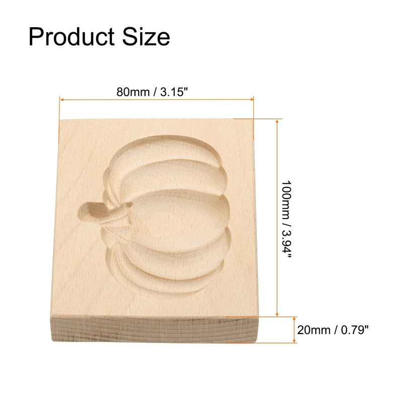 Wooden Cookie Mould 3.94" x 3.15" Wooden Cookie Biscuit Mould Pumpkin Carved gallery