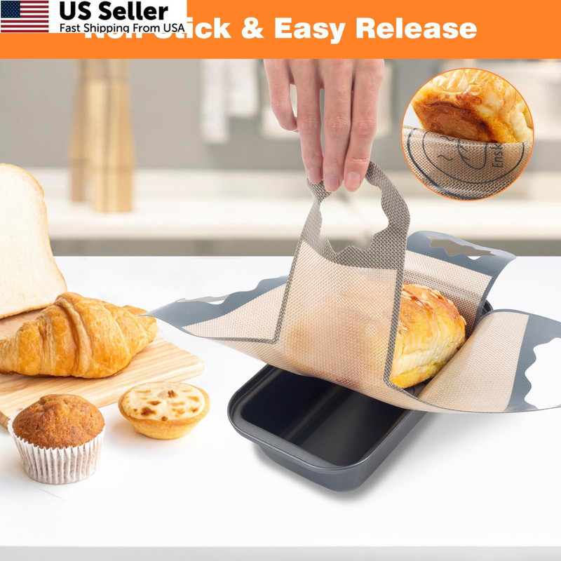 2 Pcs Silicone Bread Loaf Pan Liners, Reusable For 9*5" Pan, Gray gallery