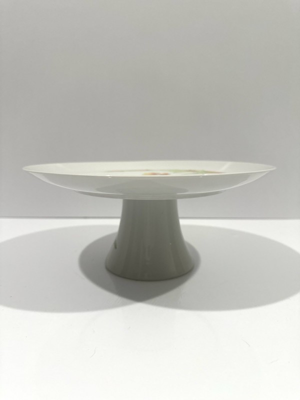 Vtg Pedestal Cake Platter Stand Westbury Tuscany Yellow Orange Floral Dessert gallery