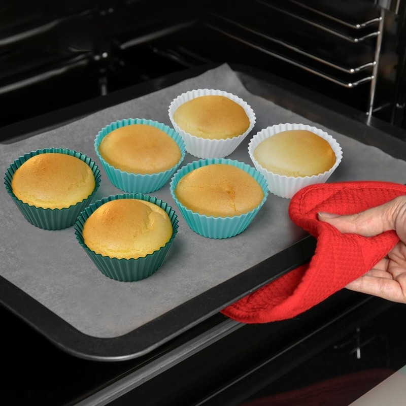 Flexible and Sturdy 12 Pack Silicone Cupcake Liners - BPA Free & Heat Resistant gallery