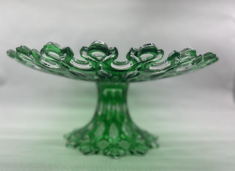 SHANNON Crystal Green Cake Pedestal Server Stand 10.5 - UNIQUE! gallery