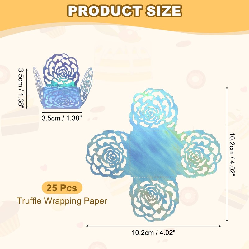 25PCS 4 Inch Truffle Wrappers for Wedding Birthday, Blue gallery