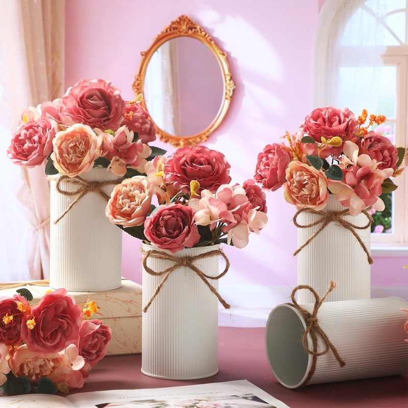 Domensi 6 Sets Wedding Centerpiece for Table Decoration Dusty Pink Artificial Fa gallery