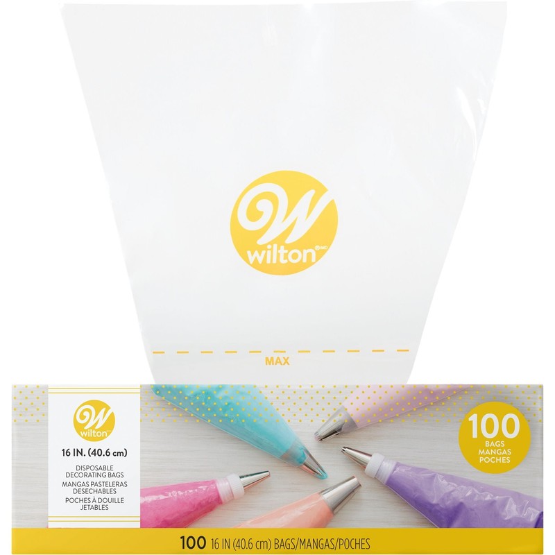 WILTON DISPOSABLE DECORATING BAGS 100CT 16 INCH