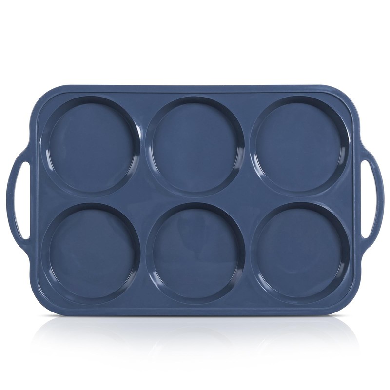 Vnray 4 Inch Jumbo Silicone Muffin Top Pan with Metal Frame, 6 Cup Size, Gray
