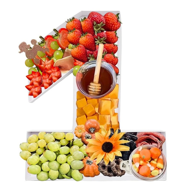 12 Inch Fillable Cardboard Number Shaped Gift Charcuterie Board Paper Container gallery