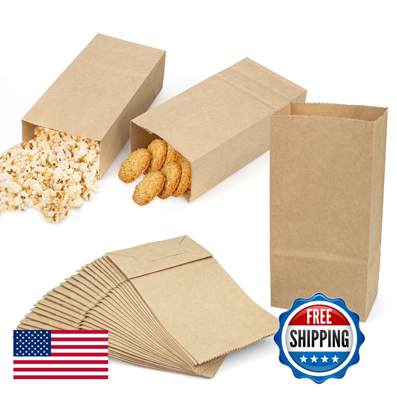 Foraineam 300 Pack Mini Kraft Paper Bags 3.5 X 2 X 6.7 Inch Durable Brown Paper