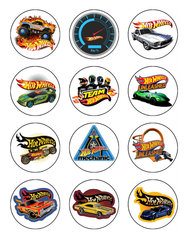 Hot Wheels Edible Icing Cake & Cupcake Toppers – Birthday Theme – 2 Sizes gallery
