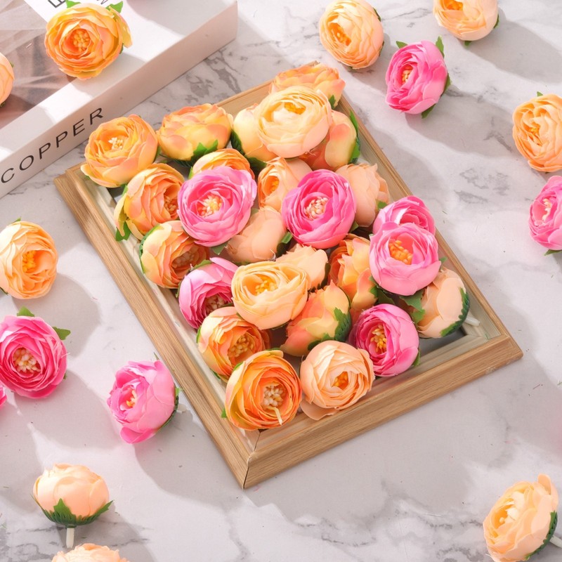 30pcs Artificial Camellia Flower Heads1.2" Silk Fake camellia Heads Pink gallery
