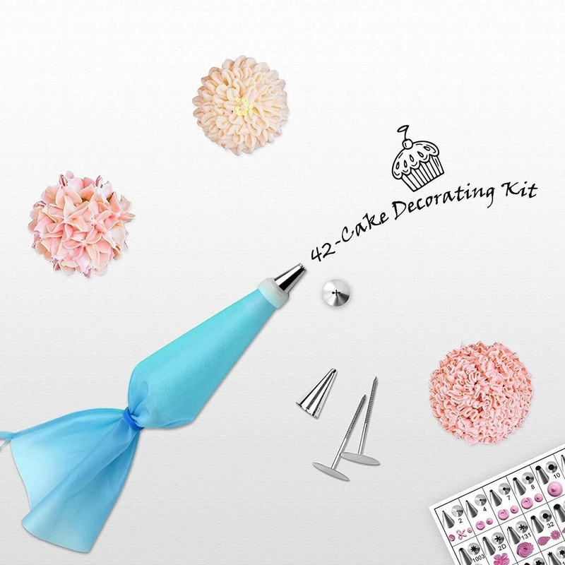 42Pcs Icing Piping Nozzles Pastry Tips Cake Decor Coupler Flower Nails DIY Set gallery
