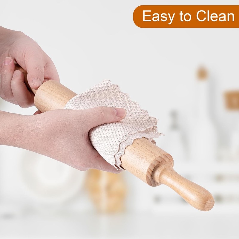 AISOSO Rolling Pins for Baking, 15.75 Inches Wooden Rolling Pin with Handles, Cl gallery
