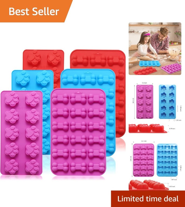 6PCS Silicone Molds Puppy Dog Paw and Bone, Elegant Chocolate Molds for Bakin…