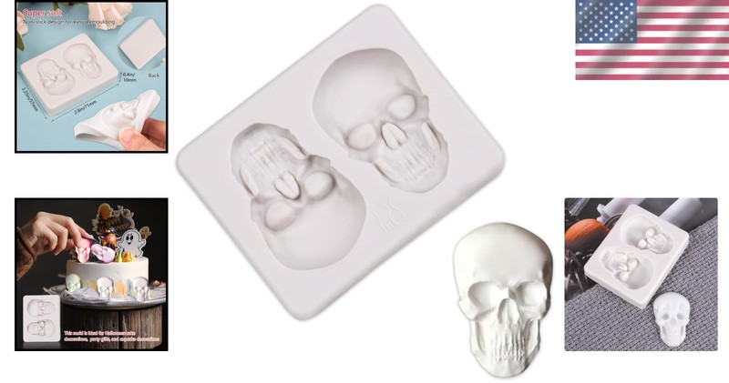 Versatile Skull Chocolate and Cake Mold - Durable Silicone Tool for DIY Fun gallery