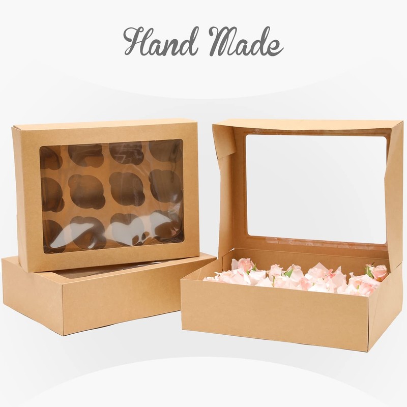 12 Cupcake Containers 20 Pack Brown 12 Count Boxes Window Carrier 13x10x3.5 gallery