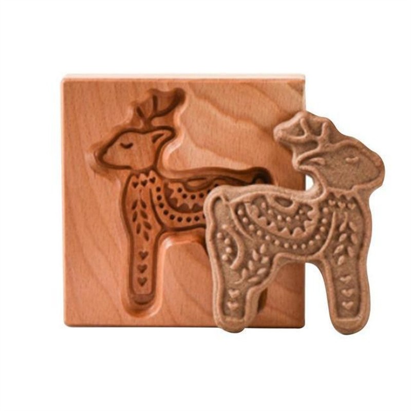 DIY Christmas Easter Cookie Molds Kitchen Carving Gingerbread Wooden Molds gallery