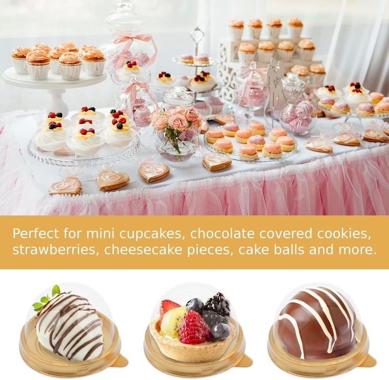 Mini Cake Containers with Lids 50 Pack Clear Plastic Cupcake Boxes for Cookies gallery