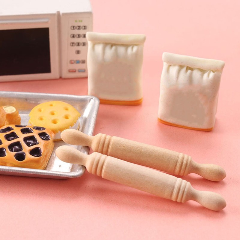 30Pcs Wood Miniature Rolling Pin Small Dough Rolling Pin Kids Pretend Play Toys gallery