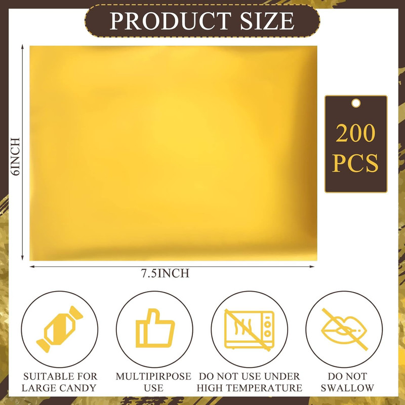 200 Pcs Gold Chocolate Bar Wrappers Bulk with Thick Paper Backing, 7.5 x 6 Inch gallery