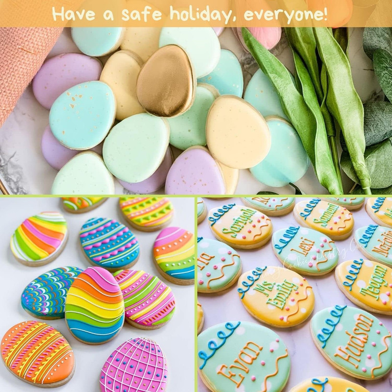 Crethinkaty 3 Pieces Egg Cookie Cutter Set for Baking Easter Egg Shape with Soft gallery