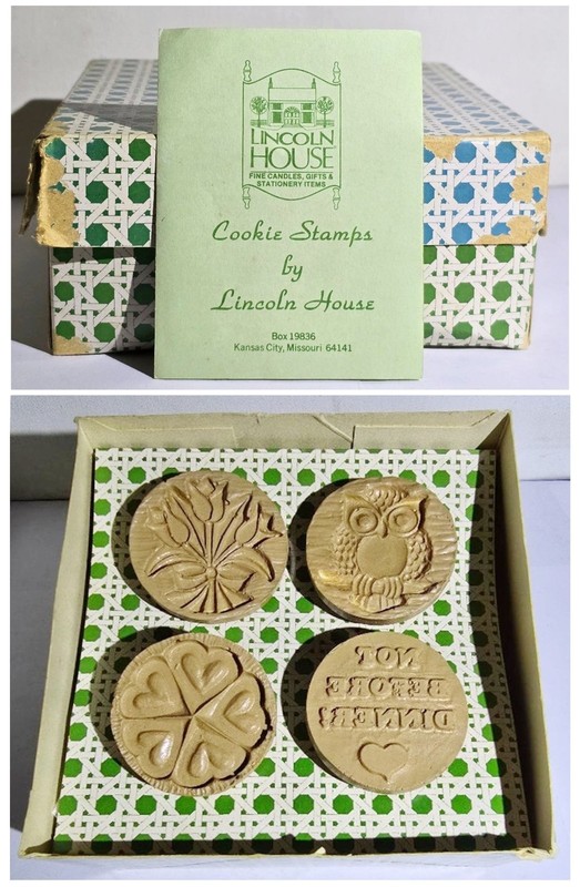 Cookie Stamps / Cookie Press Lincoln House Set of 4 in Box with Recipe Booklet