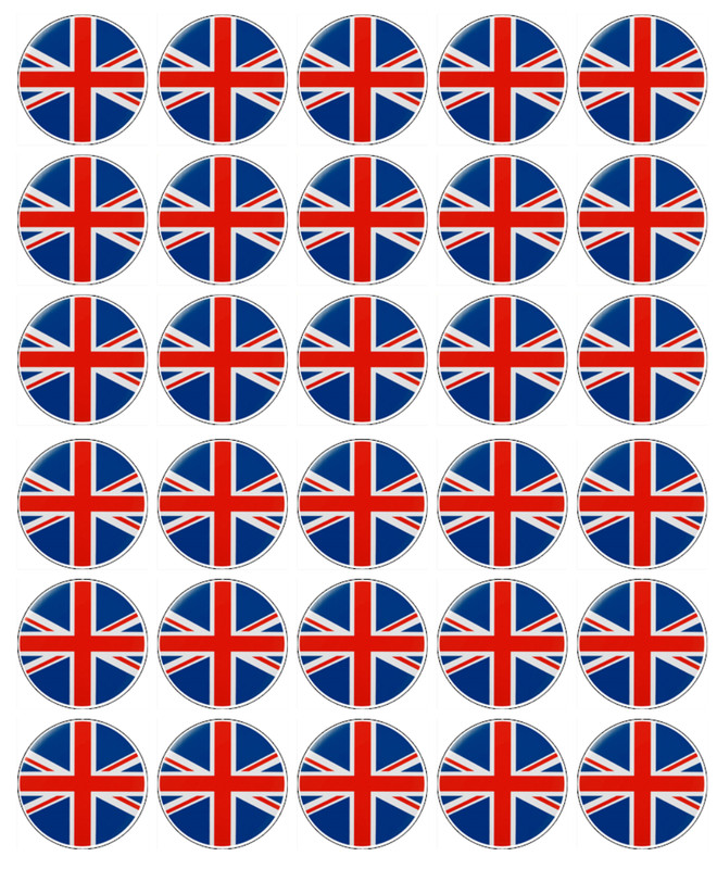 England Flag Edible Cupcake Toppers Wafer World Flag Decorations (2 Sizes)